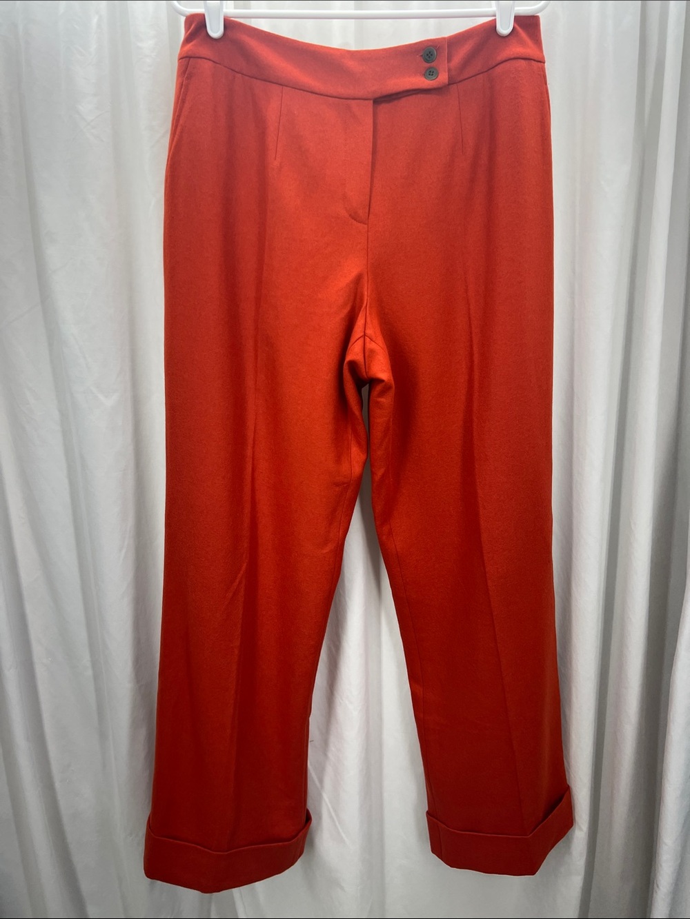 Harve Benard Orange High-Waist Cuffed Trousers W Size 14 Fall Autumnal Office